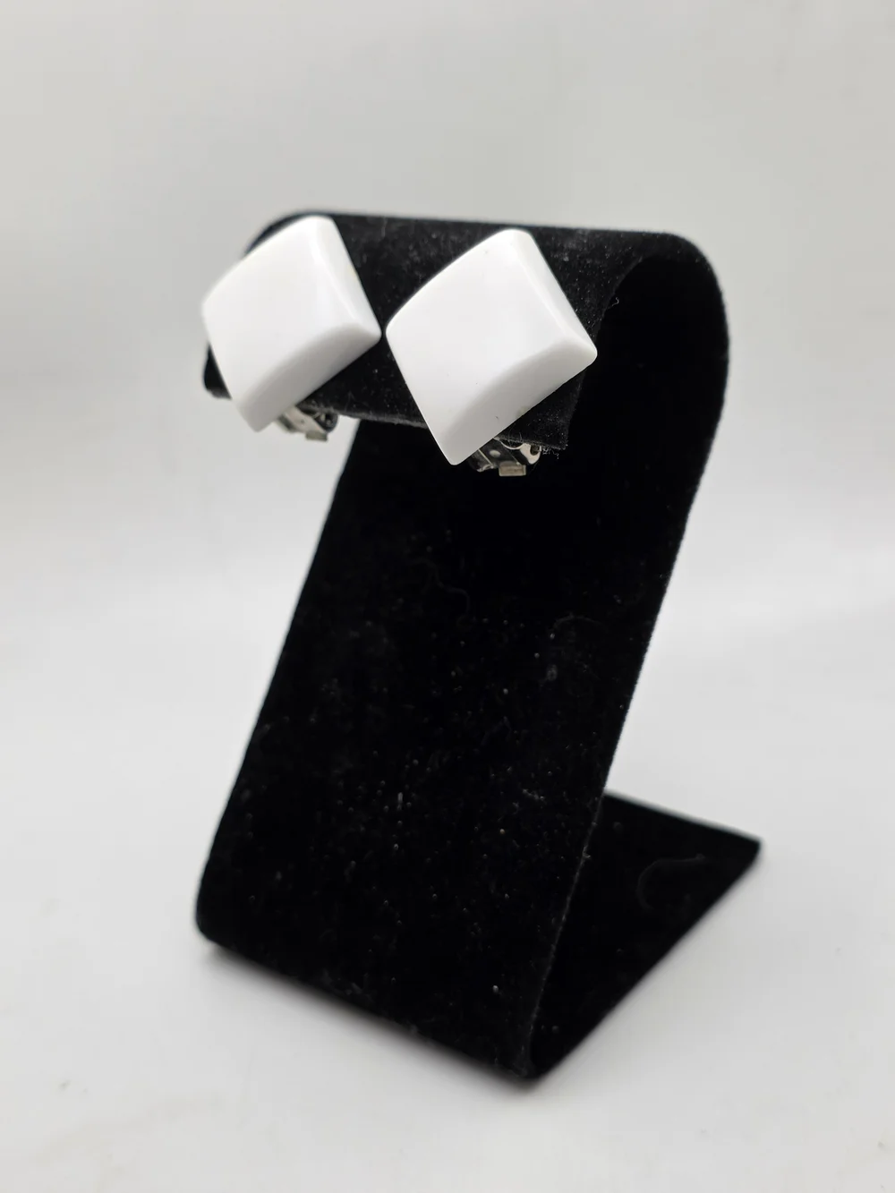 White Diamond Clip-On Earrings